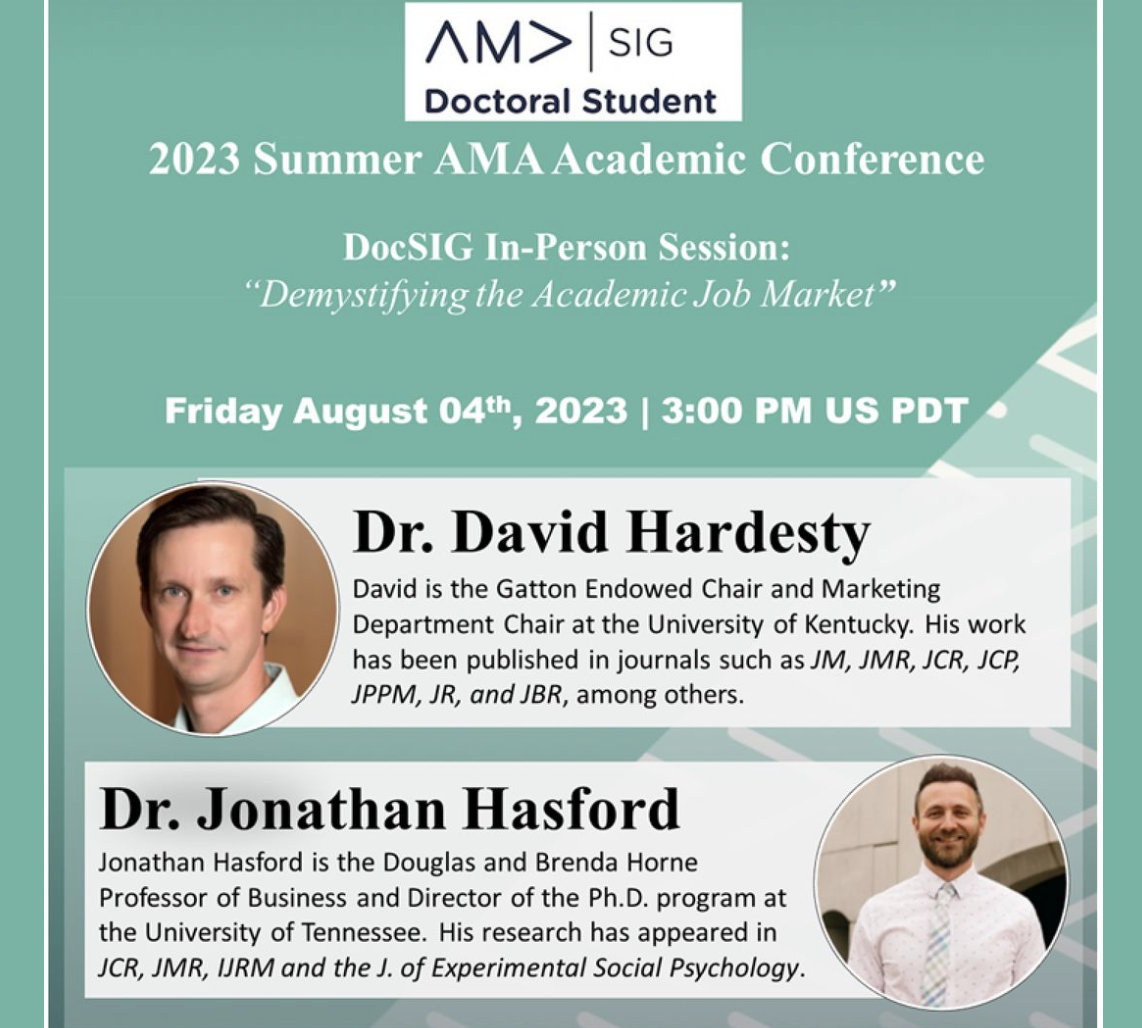 Hardesty and Hasford present at AMA Summer Conference News Gatton